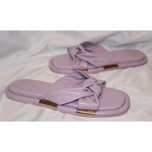 Coach Brooklyn Leather Sandals Violet Lilac Purple Twist Knot Slides Women's  7